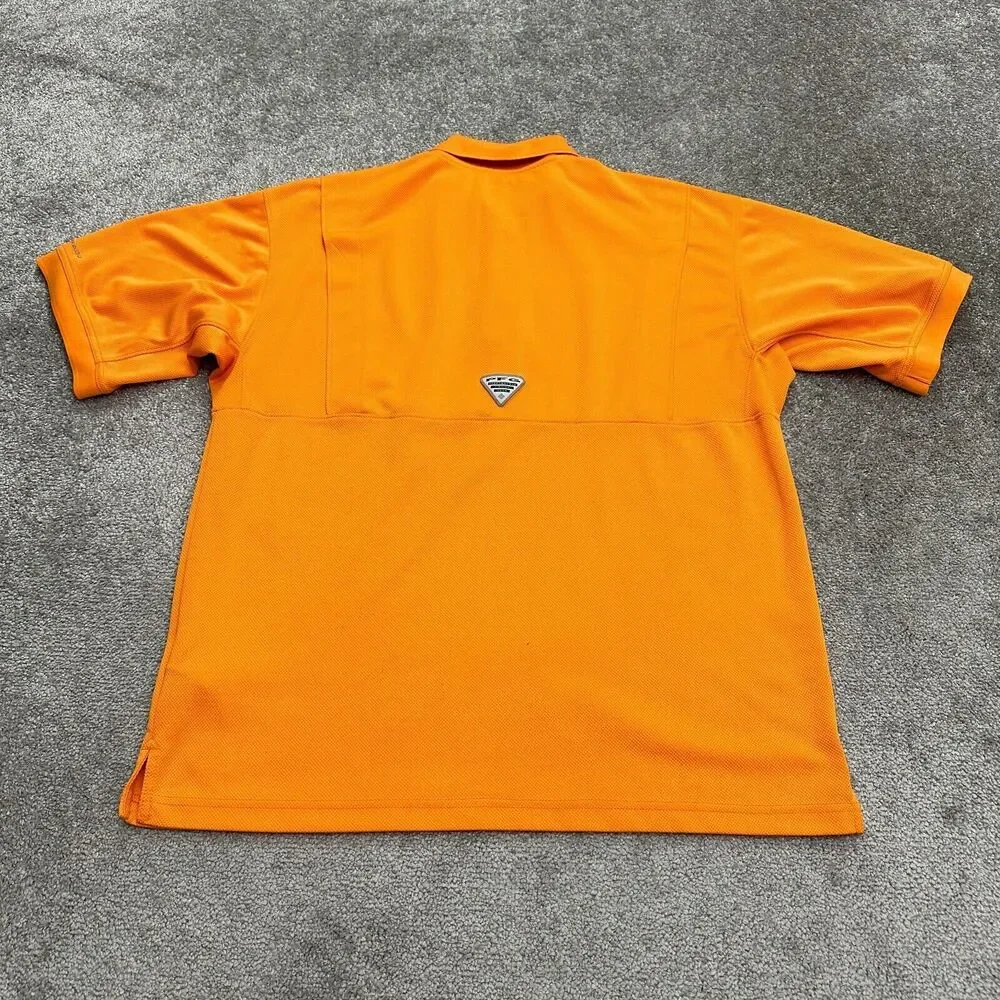 Columbia PFG Omni Shade Perfect Cast Polo Shirt Mens Orange Short Sleeve Fishing